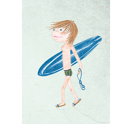 Glückwunschkarte "Blauer Surfer" für <a href="http://uayayu.com" target="_blank">uayayu</a>